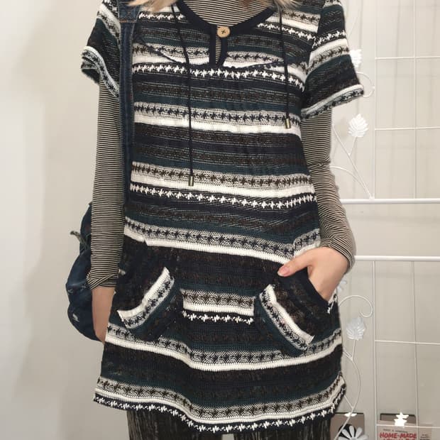 jpn vintage nerd green navy stripe hood 