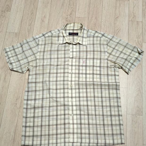 입생로랑 pour homme 체크 반팔 셔츠 L