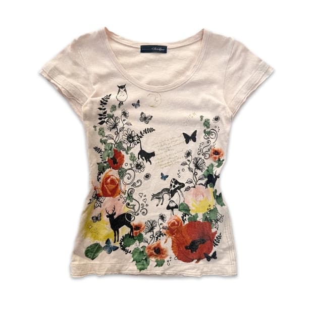 빈티지 scolar 핑크 베이지 반팔티