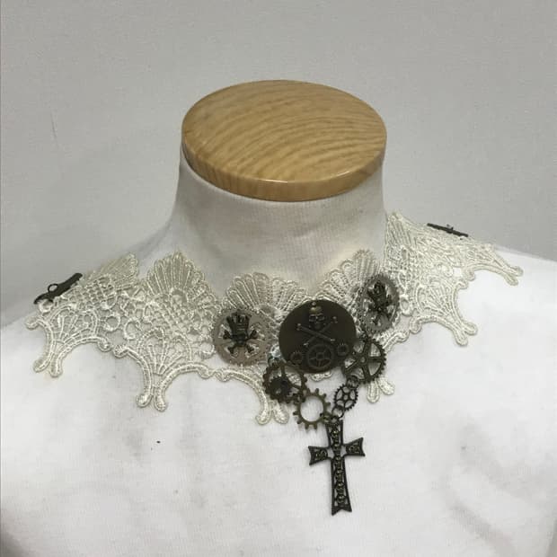 Steampunk Lace Cross Choker Necklace