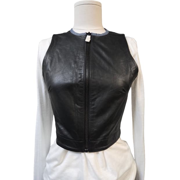 G-STAR블랙 가죽 집업 베스트 여성용(S)택없음