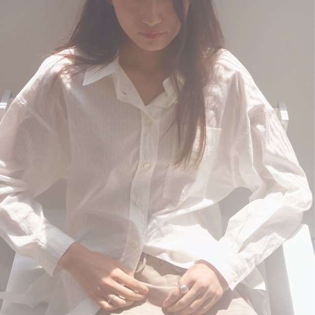 Ovneir 오버사이즈 스트라이프 셔츠 화이트