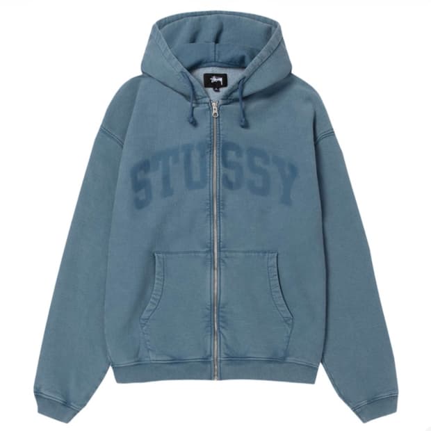 스투시 페이디드 그래픽 집 후드 워시드 네이비 M