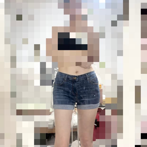 밑단 접힌 찐청반바지 55~66