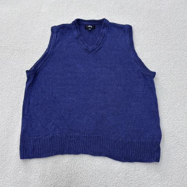 S 스투시 루즈 니트 린넨 베스트 0306E