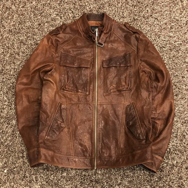 테이트 양가죽 브라운 레더 가죽 자켓