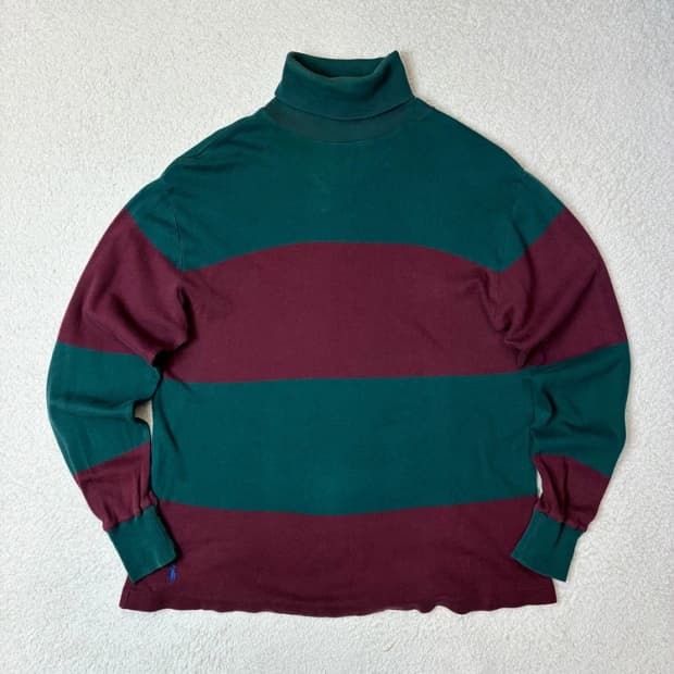 폴로 랄프로렌 80's 스트라이프 배색 폴라 롱슬리브 PN6132