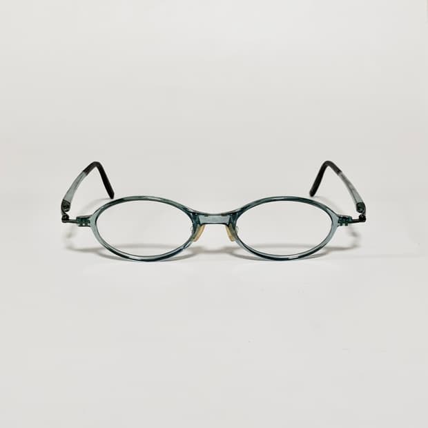 987 Y2K 빈티지 투명 블루 오벌 안경테 여자 남자 공용 레트로 안경
