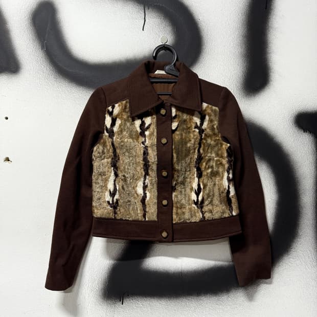 VTG 빈티지 다크 브라운 송치 디테일 크롭 자켓