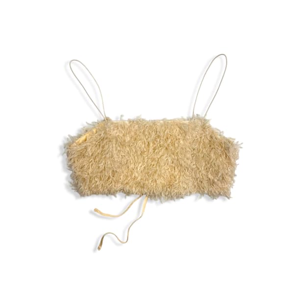 Beige Back Ribbon Fur Bustier