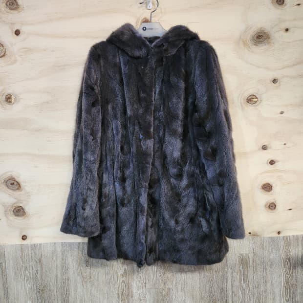 1038) 진도끌레베 하프 후드 밍크자켓