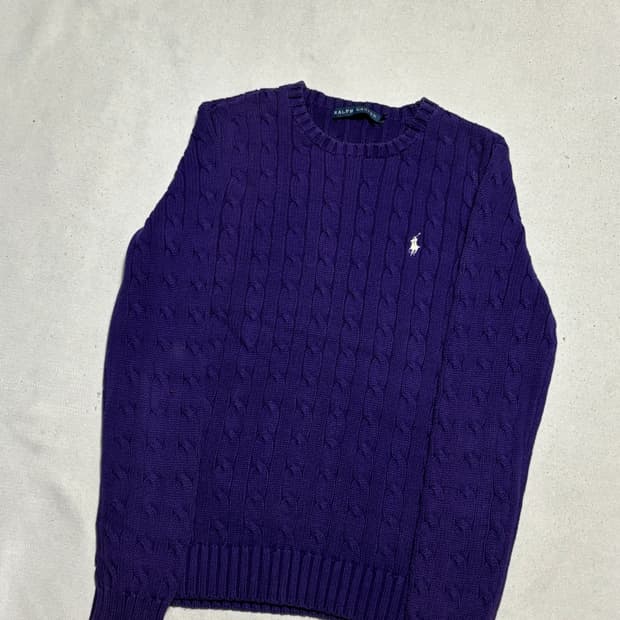 M 폴로랄프로렌 여성용 퍼플 케이블 니트 