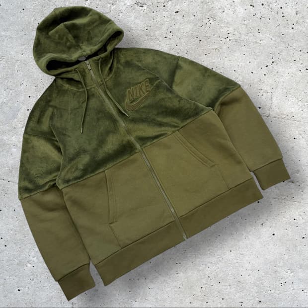 [L] 나이키 올리브 플리스 후드집업 자켓 C935