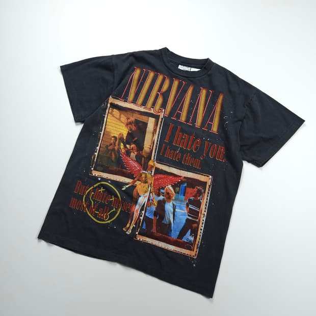 빈티지 너바나 빅로고 워시드 하프 티 (100)