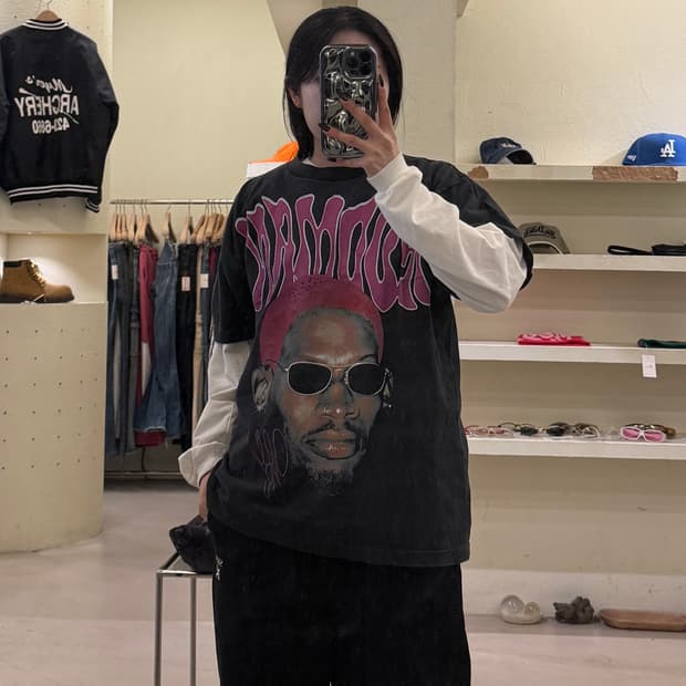 빈티지 데니스 로드맨 프린팅 반팔 티셔츠 U1284