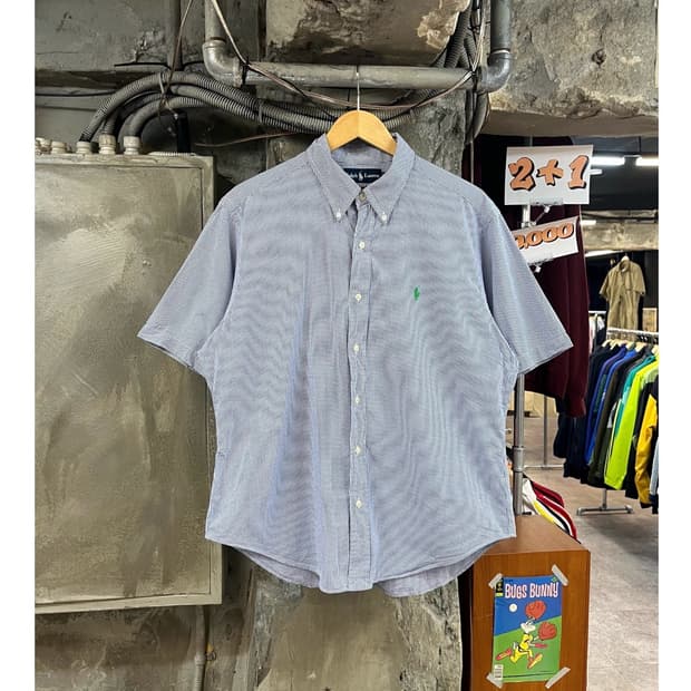 폴로 랄프로렌 체크 반팔 셔츠 블루 XL #csz3507