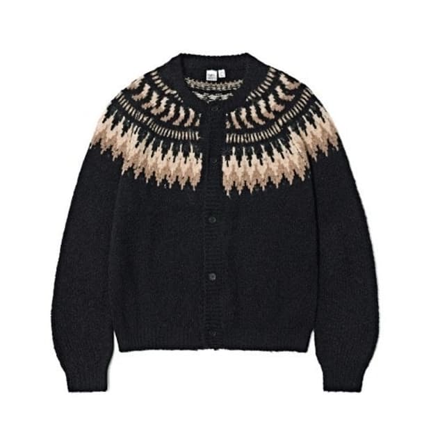 파르티멘토 알파카 모헤어 노르딕 가디건 블랙