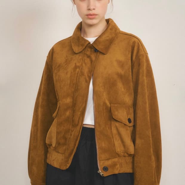 웬즈데이오아시스 프렌치 스웨이드 블루종 자켓