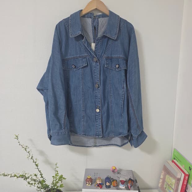 한섬 오즈세컨 데님 자수 셔츠 자켓 청남방 55-66