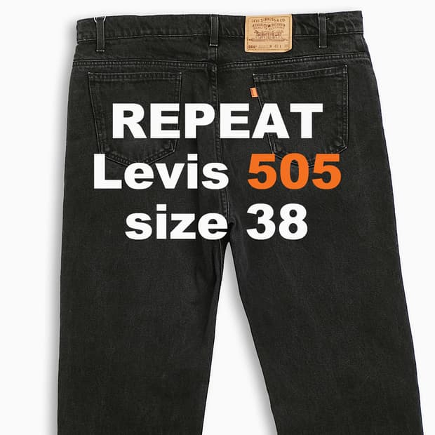 리바이스 505 오렌지탭 흑청 90s USA 38인치 OR5054038
