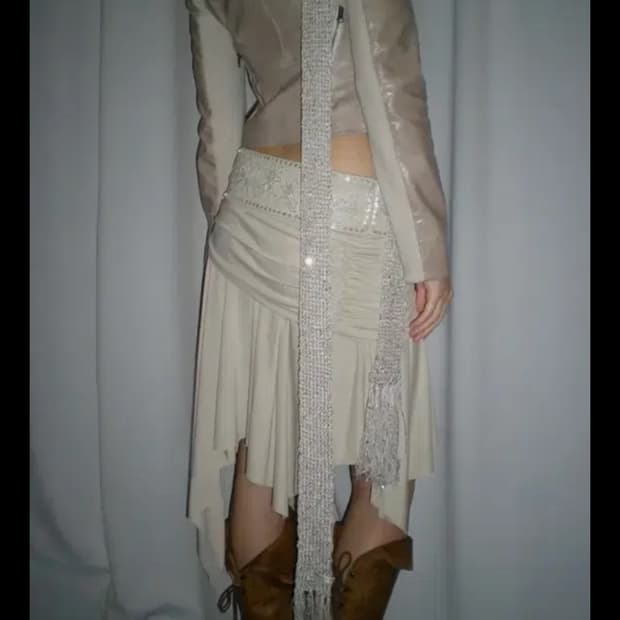 Beaded Jersey Skirt Raw
