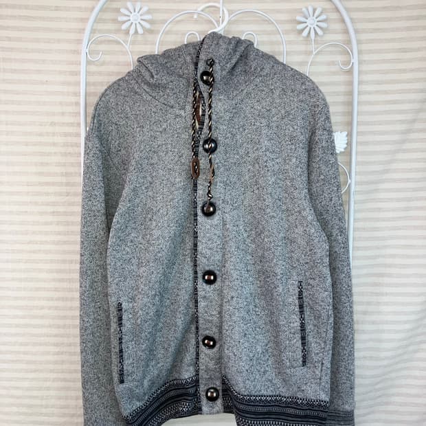 jpn vintage 차콜 보헤미안 버튼 후드 집업 y2k 스트릿 갸루 