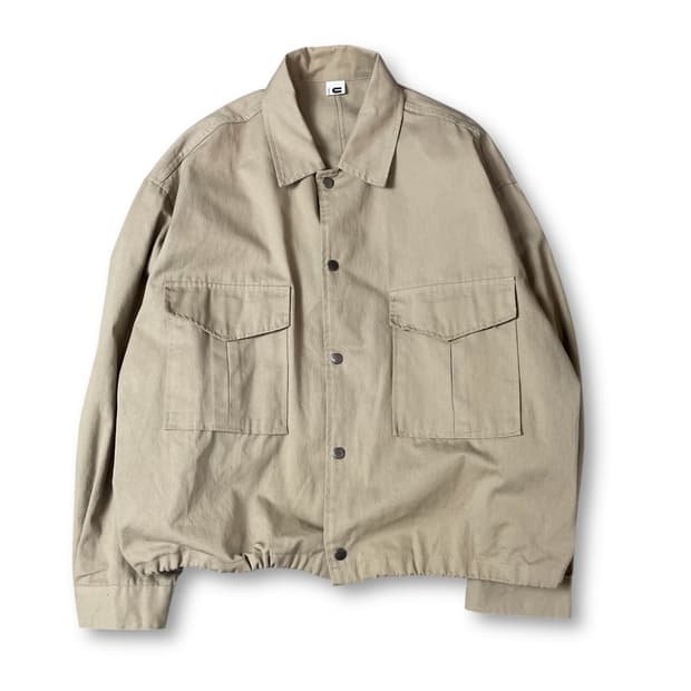 유니크 유니섹스 베이지 브라운 투포켓 자켓