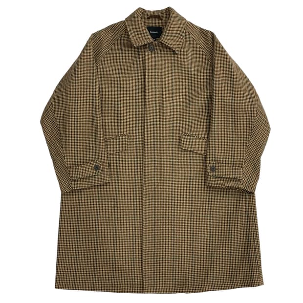 커버낫 브라운 하운드 투스 체크 발마칸 코트