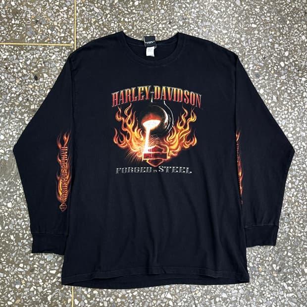 00s 할리데이비슨 플레임 롱슬리브 티셔츠 XXL