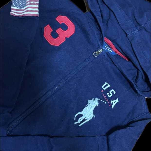폴로 성조기 후드집업