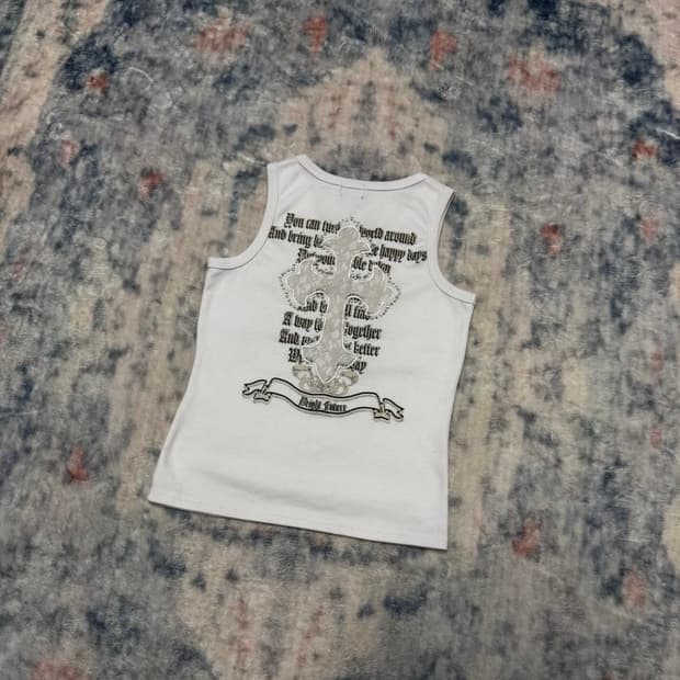 Fjer back cross white sleeveless