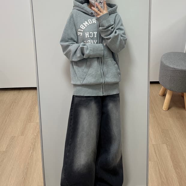 아베크롬비 자수로고 그레이 후드집업 105