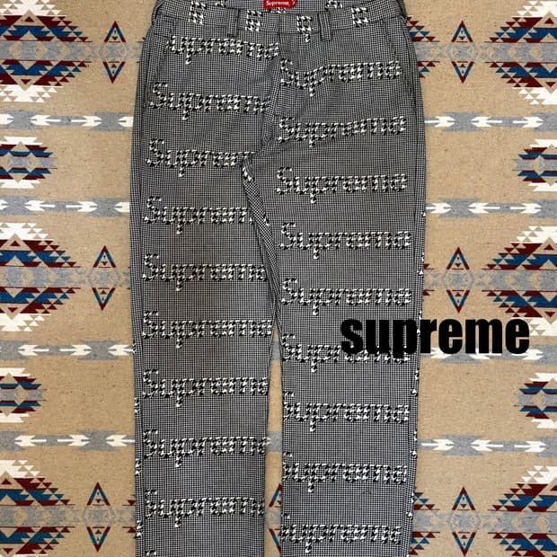 [36] 슈프림 워크팬츠 블랙 하운드 투스