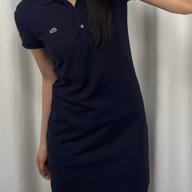라코스테 네이비 카라 반팔 원피스