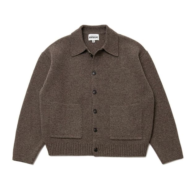 BEAT&SLNC 비트앤사일런스 헤비웨이트 칼라 울 카디건 모카