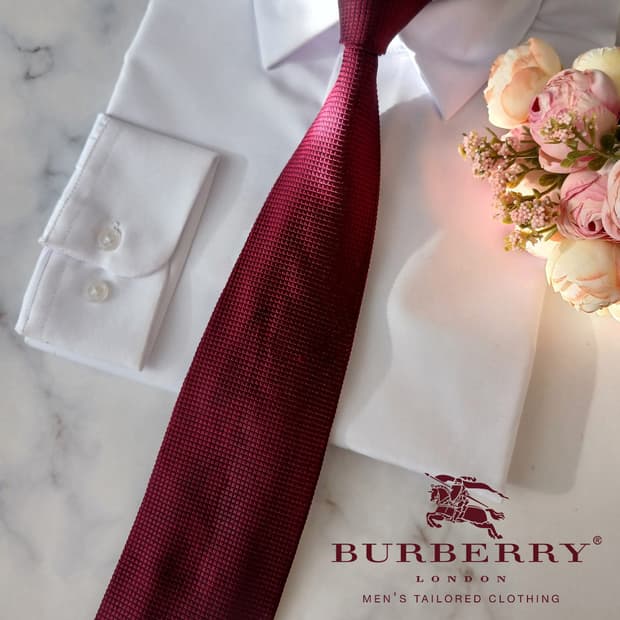 버버리 실크 버건디 텍스처 넥타이 9.5cm B등급 A19056
