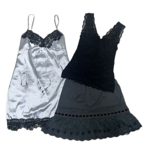 *코디셋* 빈티지 페어리 레이스 슬립 드레스 목걸이 팔찌 코디세트