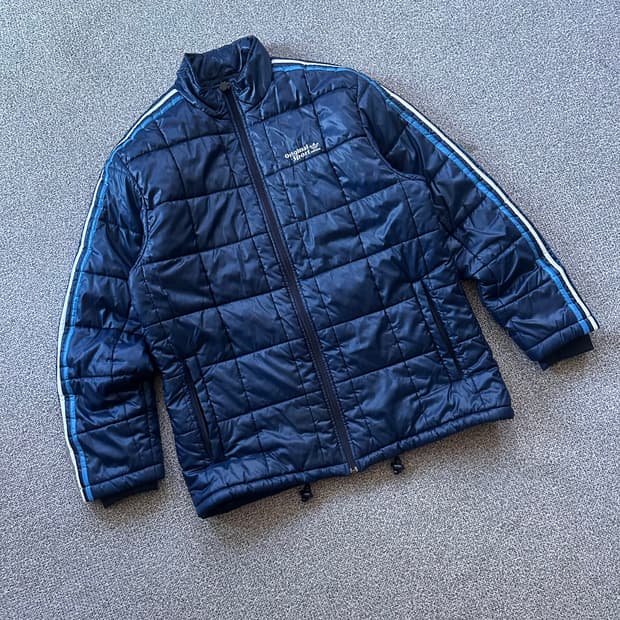 아디다스 삼선 블루 패딩