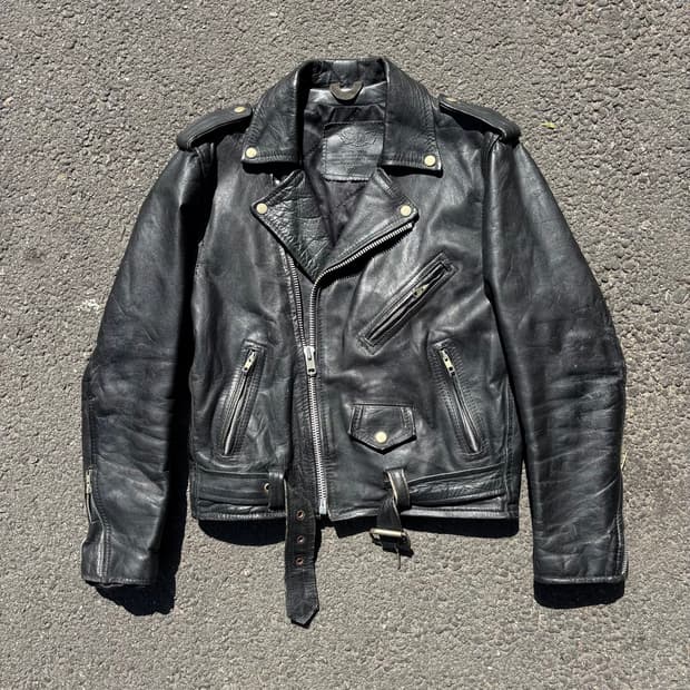 올드 레더 더블 라이더 자켓