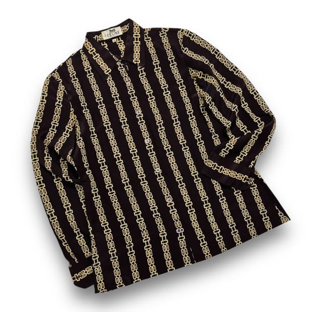 셀린느 90s 구형 모노그램 체인 실크 셔츠