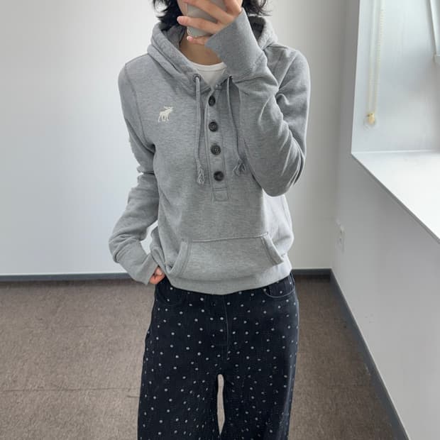Abercrombie 아베크롬비 사이드 로고 그레이 후드티 