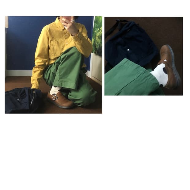 Ray BEAMS green wide pants