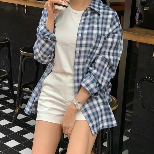 [새 상품] 쥬드마켓 체크셔츠 블루