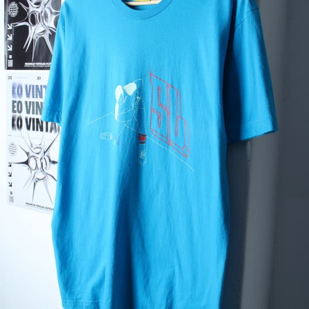 (L-XL) 브랜드빈티지 반팔 티셔츠 USA 프린팅 연블루-H30217