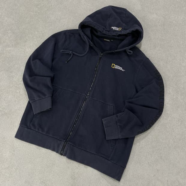 내셔널지오그래픽 네이비 후드집업 XXL