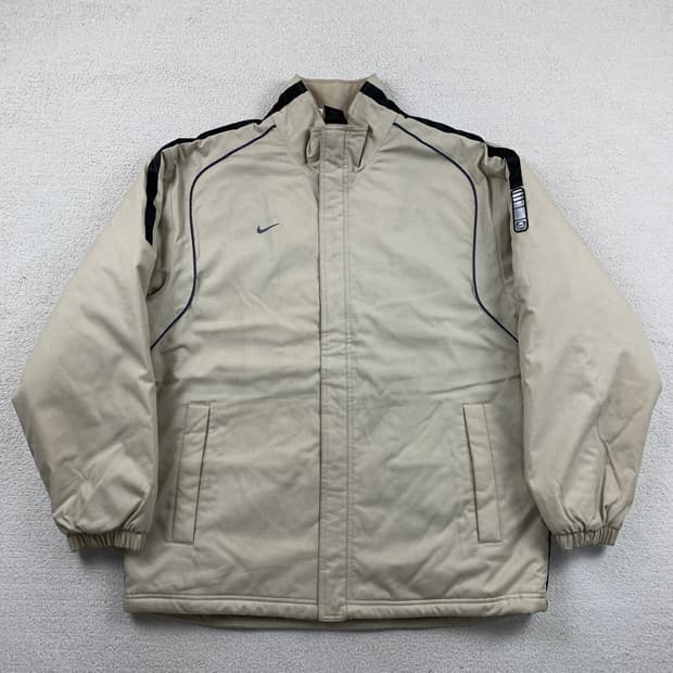00s 나이키 스우시로고 폴리쉘 패딩 점퍼 오트밀베이지