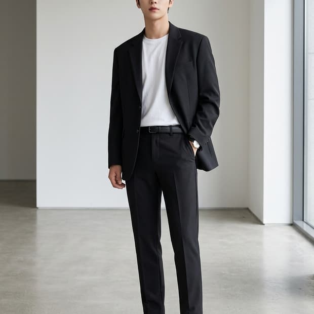 내셔널지오그래픽 남성 기본 블랙 팬츠 / 슬랙스