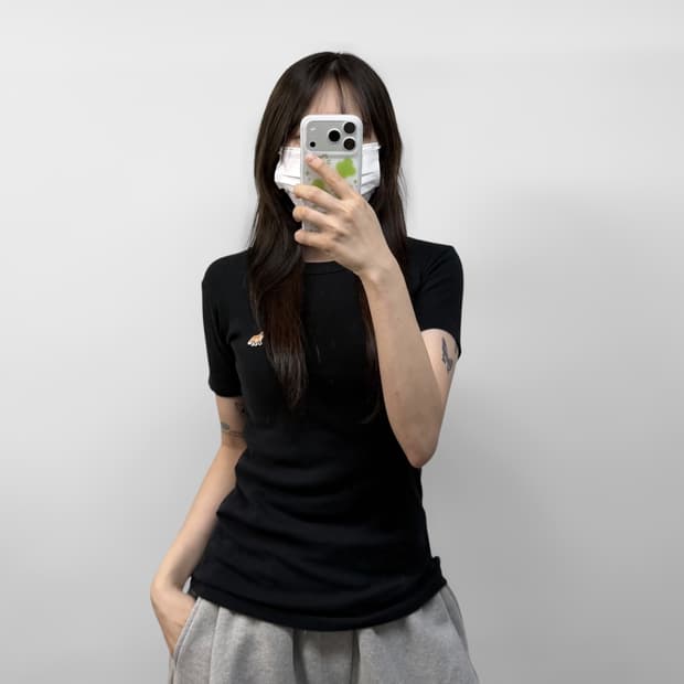 메종키츠네 베이비 폭스 반팔티 블랙