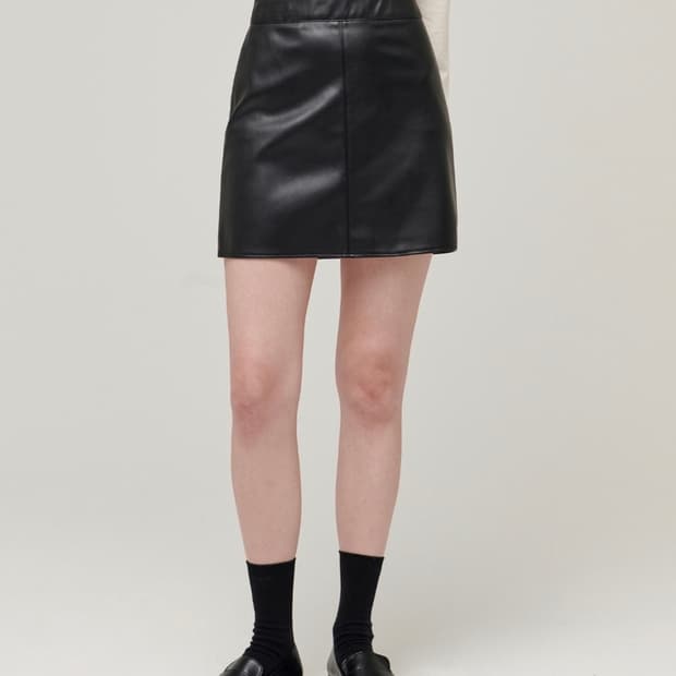 우먼즈 비건 레더 미니 스커트 [블랙] M