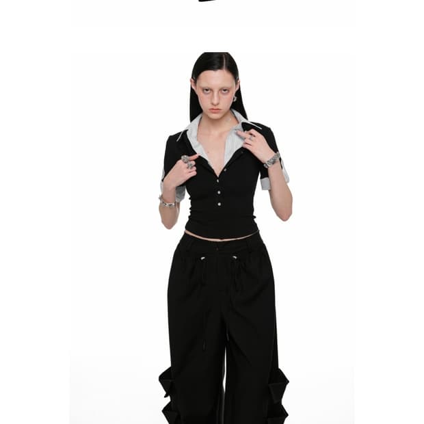 1JINN STUDIO 브이넥 셔츠 올드런드리 cor